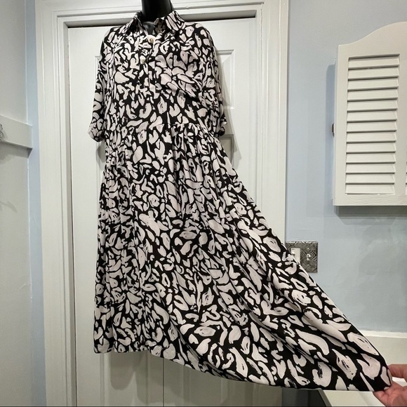 Stine Goya | Hunter Dress | Midi Medium Abstract Lined Art To Wear Black $350 - Picture 3 of 16